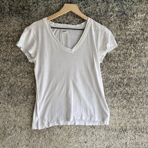 L'Agence Shirt Womens Medium White Becca V Neck Tee Made in USA 100% Cotton